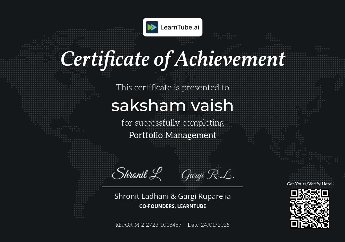 Portfolio Management — Certified